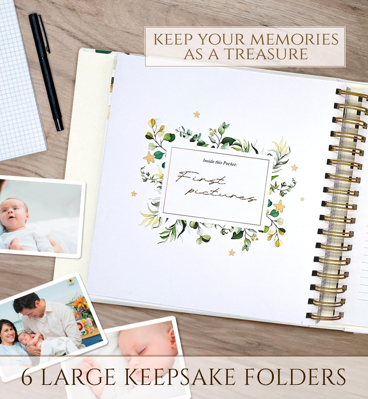 Gender Neutral Modern Baby Memory Book with Ample Photo Space - First 5 Year Journal & Pregnancy Keepsake Album, Spacious Baby Scrapbook - Perfect Baby Shower Gift for New Parents (Newborn to Toddler Milestones)
