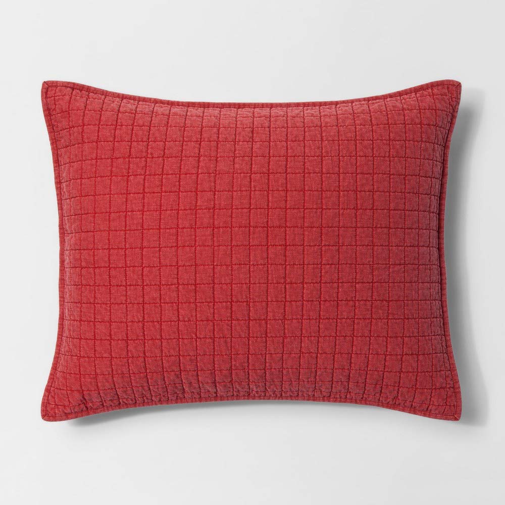 Premium Washed Linen Blend Sham Pillowcase - King Size (20x36 Inches) - Soft Red Color - Breathable & Wrinkle-Resistant - Perfect for Bedroom, Guest Room & Luxury Hotels