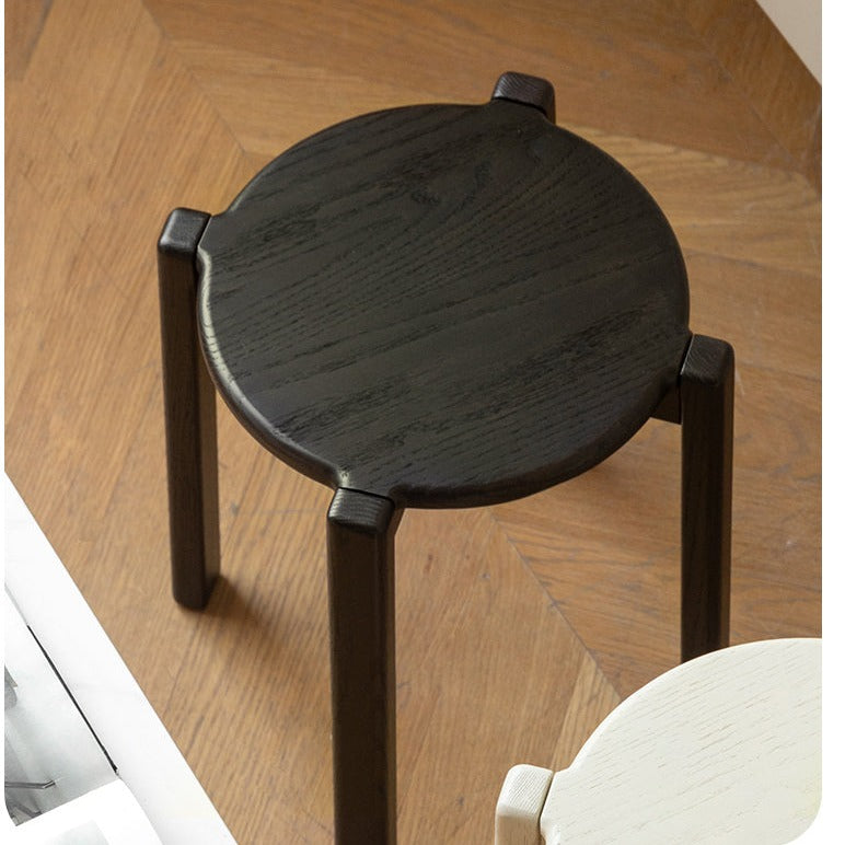 Solid Oak Wood Stacking Stool - Durable & Space-Saving Bar Stool for Kitchen Island, Dining Room, or Outdoor Patio Use