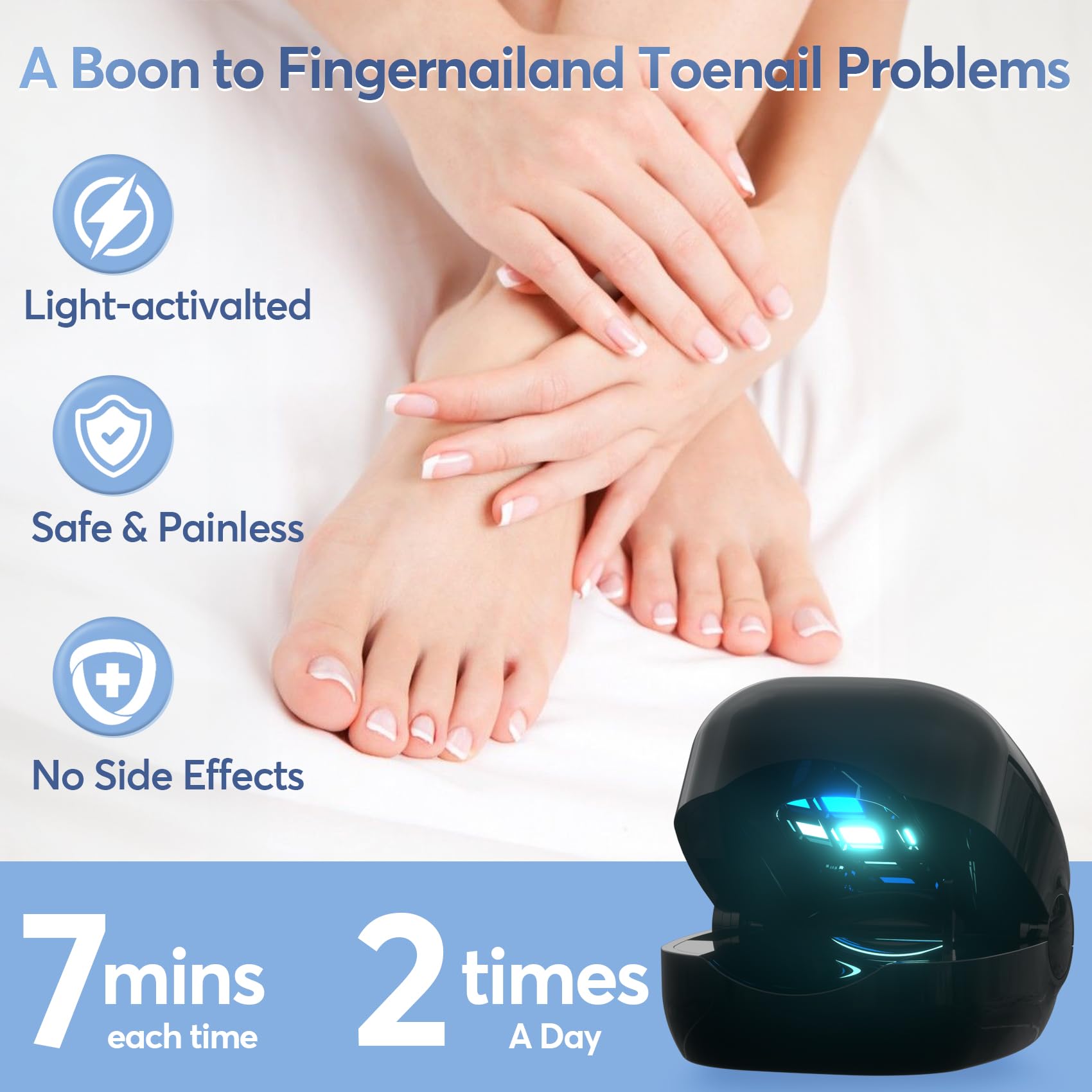 Best Nail Fungus Laser Treatment Device - LED Light Therapy for Toenail & Fingernail Fungal Infections | Improves Nail Health, Reduces Deformation & Pain | Portable Home Use for Athletes, Seniors & Diabetics (Black)