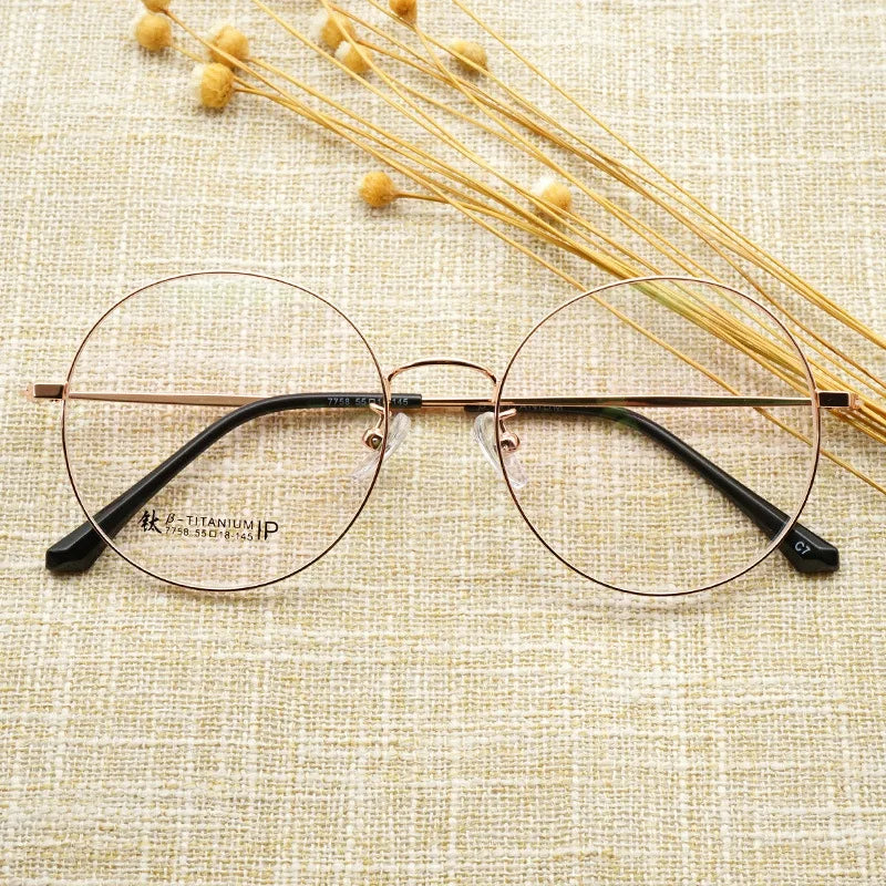 Aimee Unisex Full Rim Round Titanium Eyeglasses 33566 - Lightweight & Durable Frame for Men & Women - Perfect for Reading, Work & Everyday Use