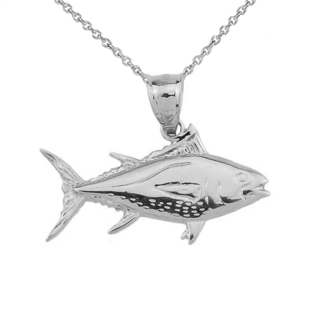 14K Gold Yellowfin Tuna Fish Charm Pendant Necklace - Elegant Ocean-Themed Jewelry for Women, Perfect Gift for Beach Lovers and Marine Life Enthusiasts