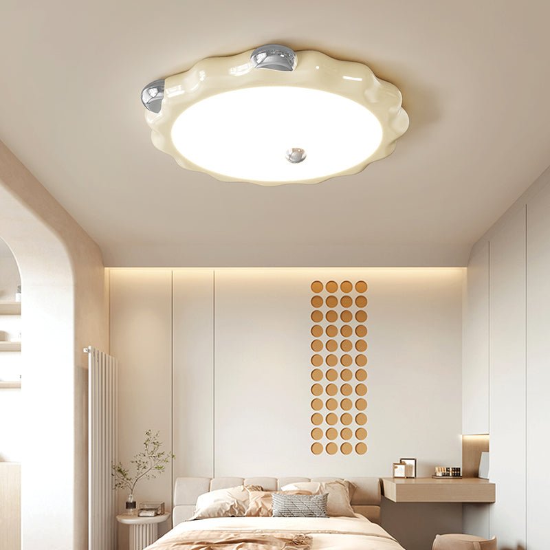 Elegant Cream Puffering Ceiling Light Fixture - Modern Flush Mount Lighting for Bedroom, Living Room & Dining Room