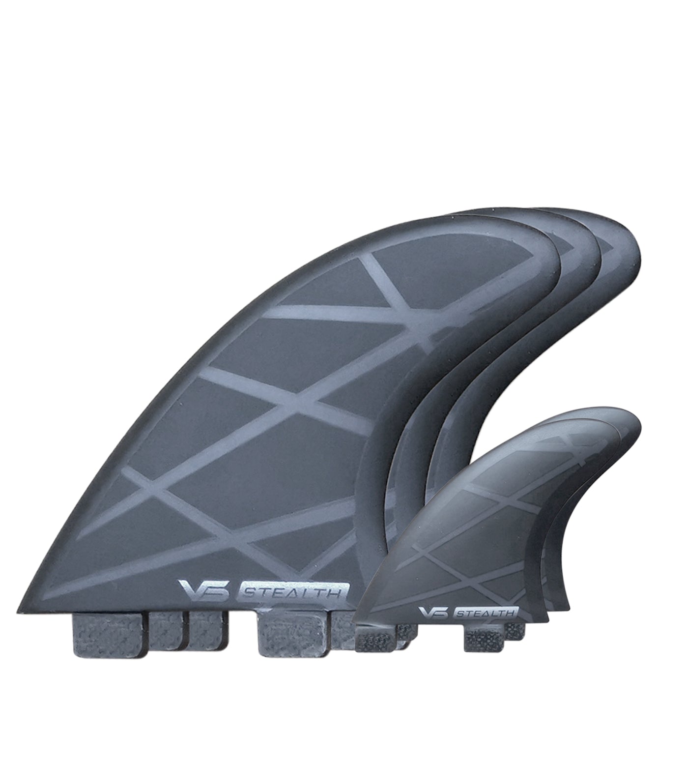 FCS VS Stealth 5-Inch Twin Tab Surfboard Fin Set - Black | High-Performance Surf Fins for Shortboards & Performance Surfing