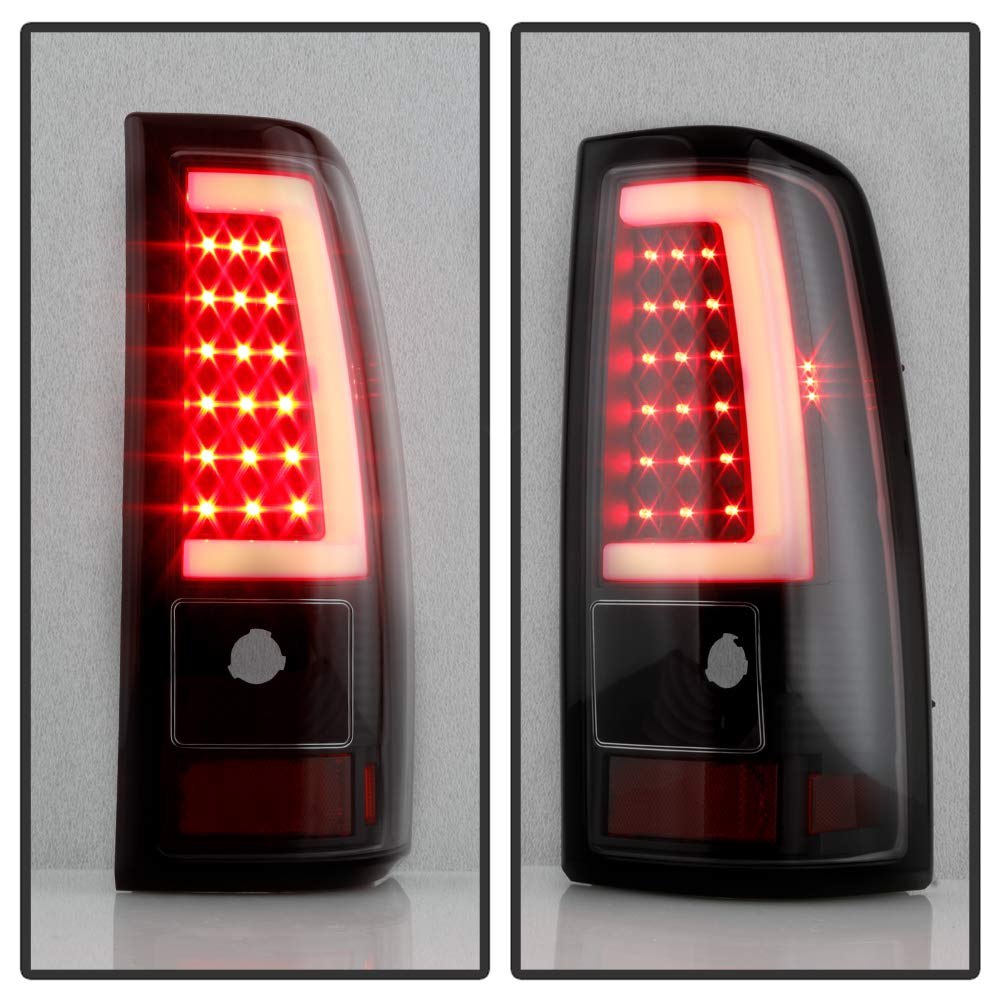 ACANII LED Tube Tail Lights Brake Lamps - Smoked Lens Black Housing for 2003-2006 Chevy Silverado 1500/2500/3500 - Perfect for Night Driving & Enhanced Safety