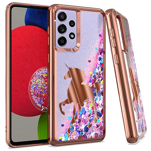 Samsung Galaxy A53 5G Phone Case - Chrome Glitter Motion Unicorn Rose Gold Design | Protective Cover for Everyday Use, Travel & Work