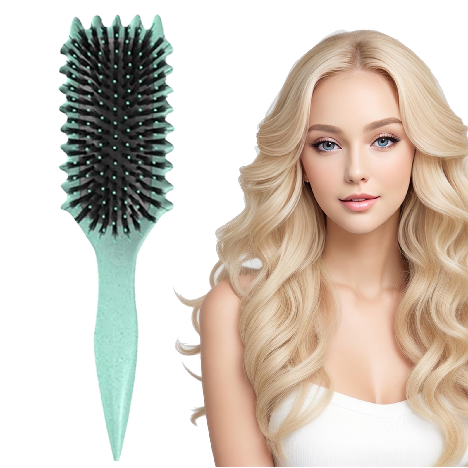 Curl Defining Hair Styling Brush for Women - Professional Curling Wand & Styler for Perfect Beach Waves & Natural Curls - Ideal for Home Use, Travel & Salon Styling