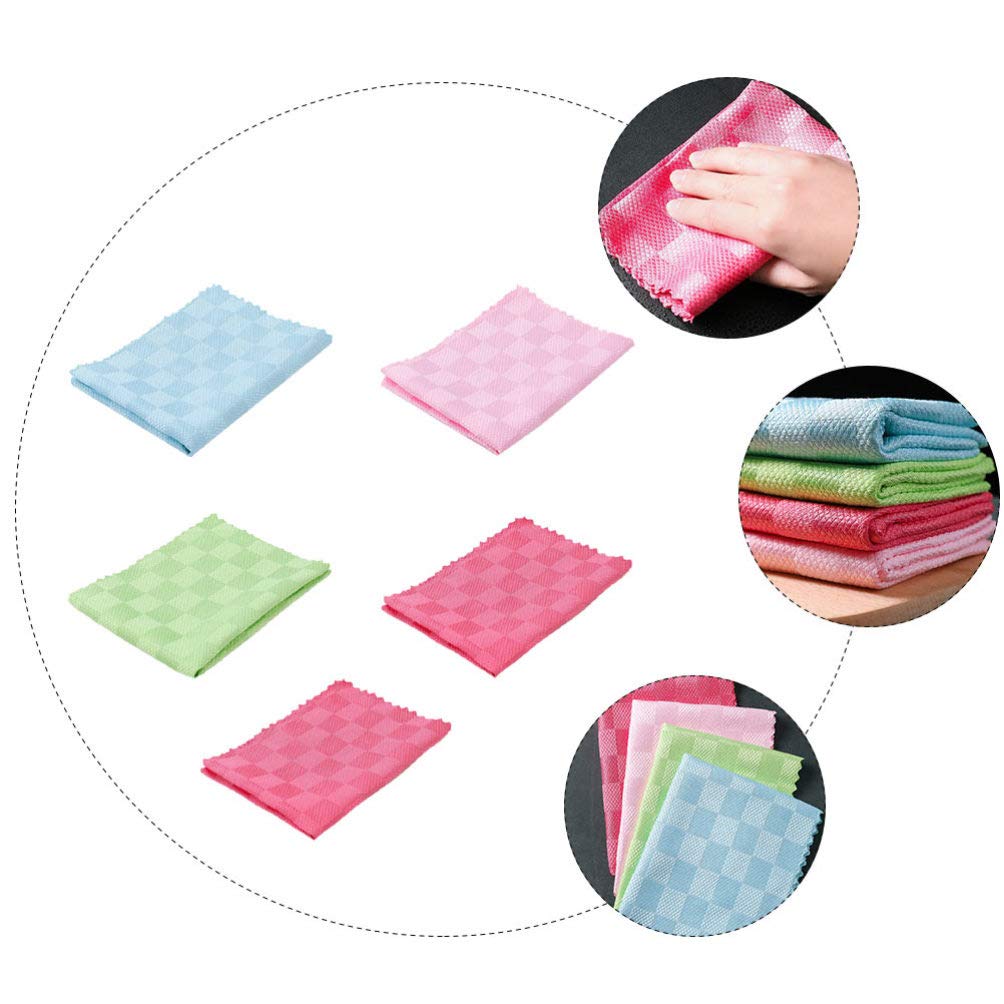 Premium 5-Pack Microfiber Cleaning Cloths - Streak-Free Glass Cleaning, Dish Drying & Kitchen Towels | Super Absorbent, Reusable & Lint-Free for Windows, Dishes, Countertops & Dining Tables