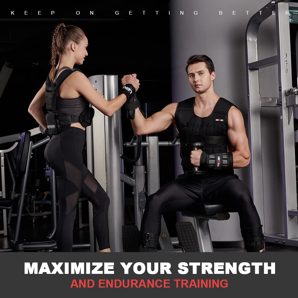 44LB Adjustable Weighted Vest for Men & Women - Workout Training Fitness Jacket with 96 Steel Plates - Perfect for Strength Training, Running, CrossFit & Home Gym Workouts