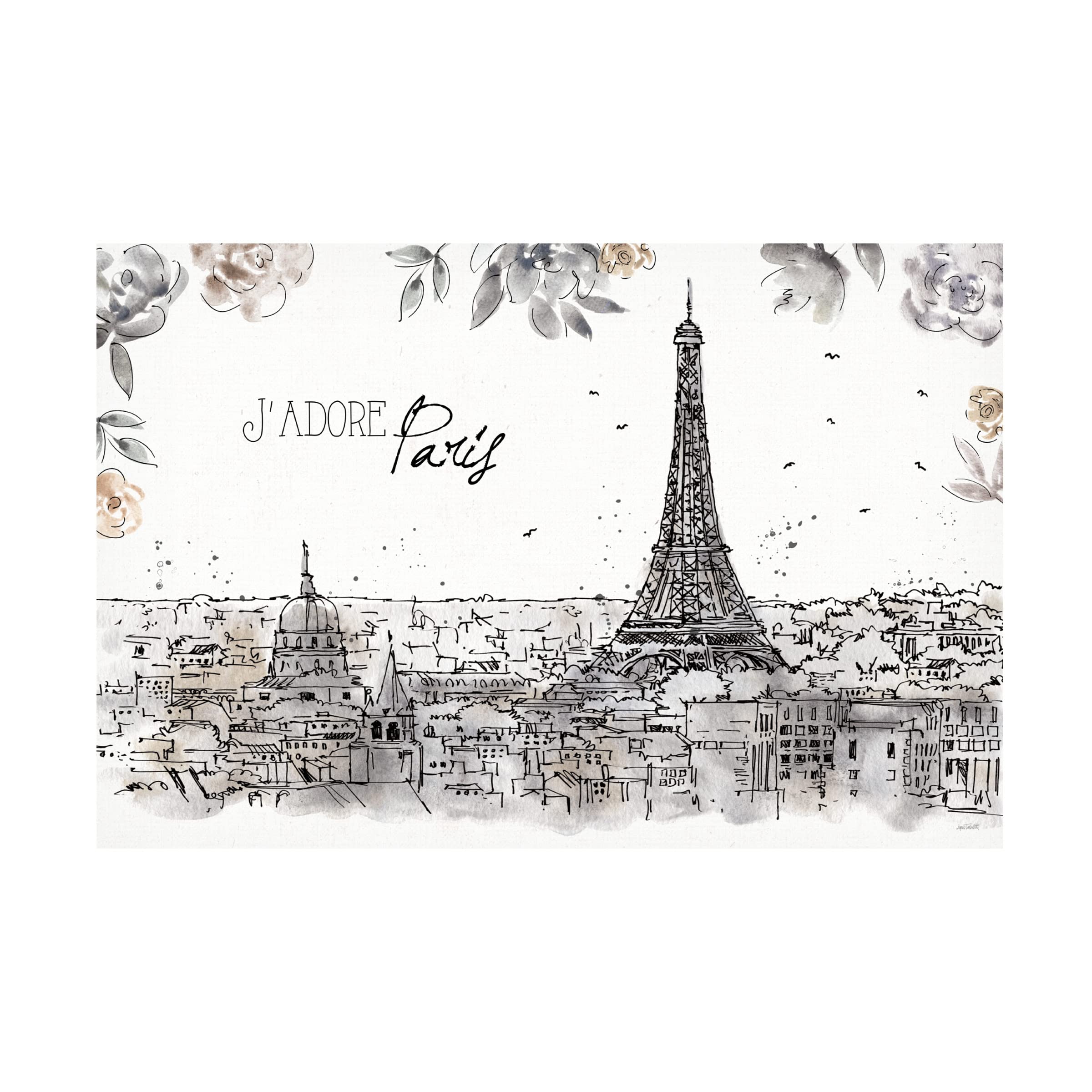 Anne Tavoletti Skyline Sketches II Canvas Wall Art Print - Modern Cityscape Painting for Living Room, Bedroom & Office Decor
