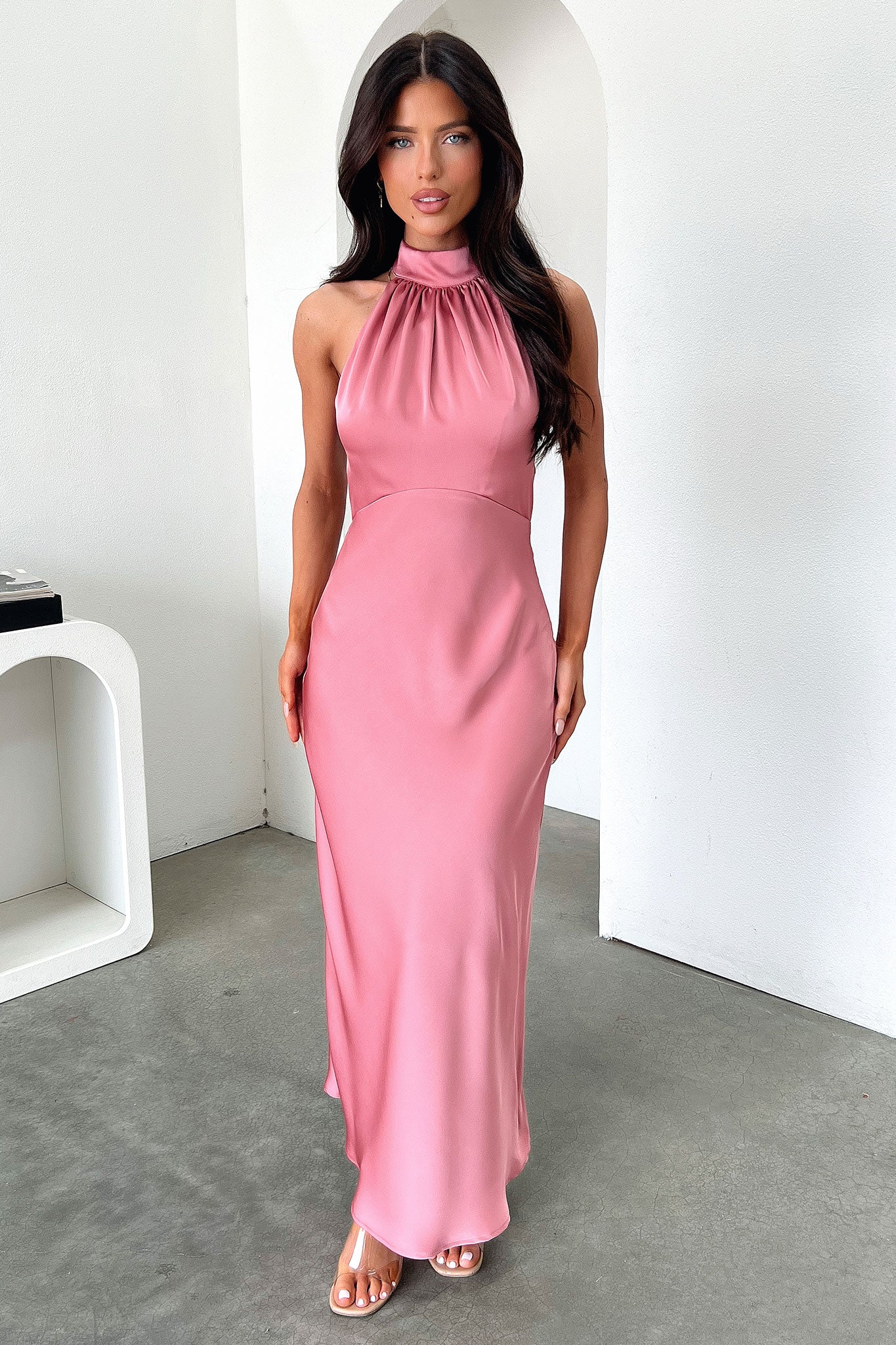 Elegant Daphne Dress in Rose Pink - Perfect for Weddings, Parties & Special Occasions | Flowy Women's Midi Dress