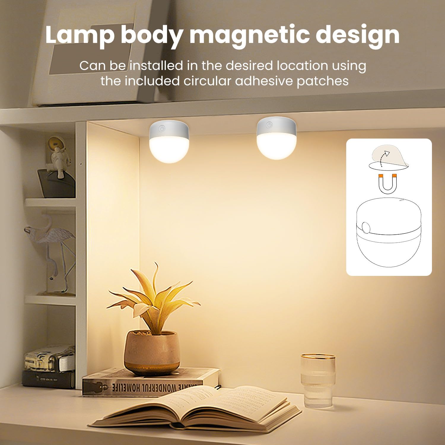 Rechargeable LED Light Bulbs with Remote Control, Timer & 3 Color Temperatures - Battery Operated Puck Lights for Wall Sconce (E12 Base, 2-Pack) - Perfect for Bedrooms, Closets, Stairways & Emergency Lighting