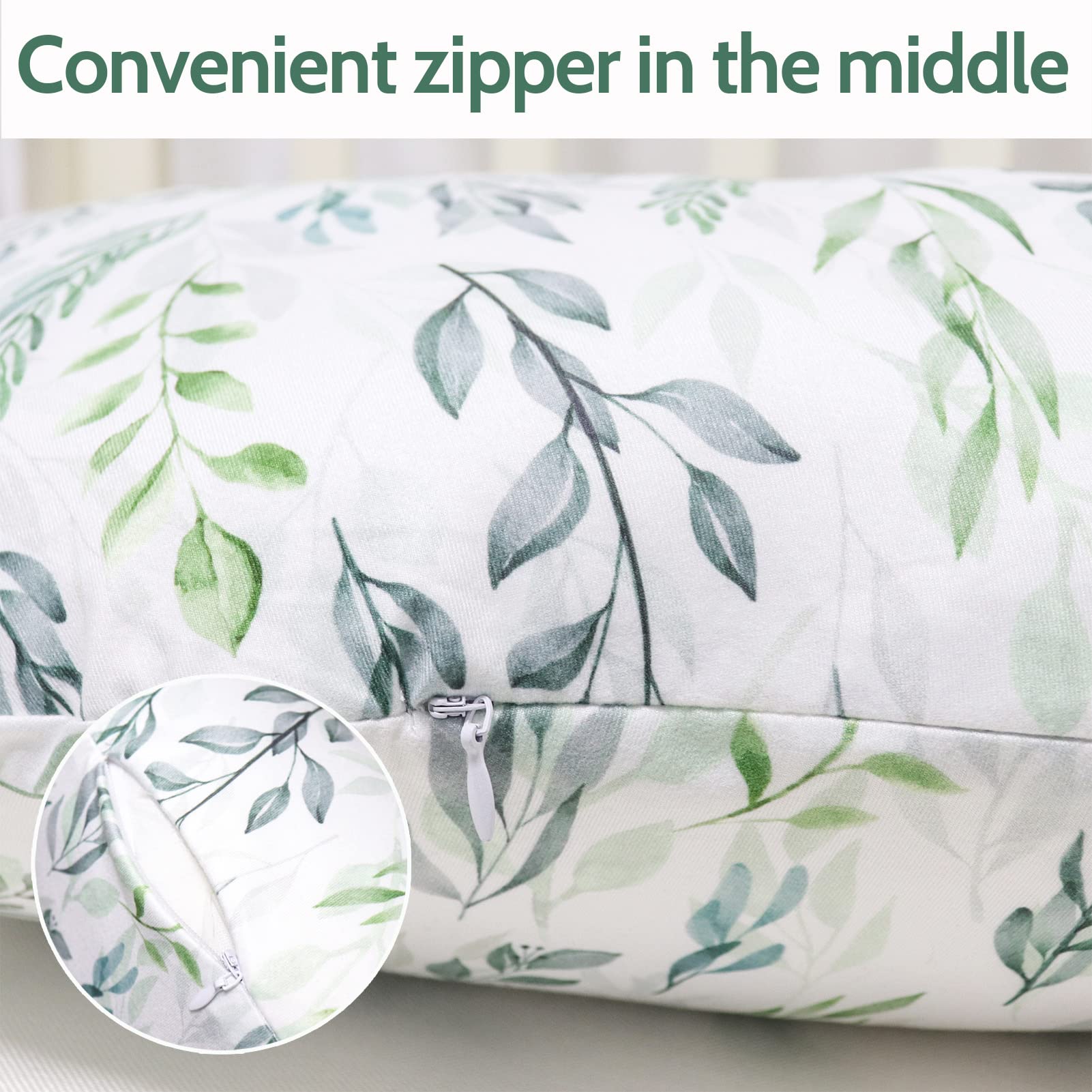 DILIMI Nursing Pillow Cover & Baby Car Seat Cover - Soft Breathable Cotton, Green Leaf Design for Breastfeeding & Infant Safety - Perfect for New Moms & On-the-Go Parents