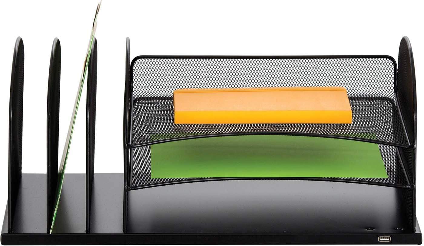 Onyx™ 3-Tier Mesh Desk Organizer - 3 Horizontal & 3 Vertical Compartments for Office Supplies - Black [3231BL] - Perfect for Home Office, School Desk & Workspace Organization