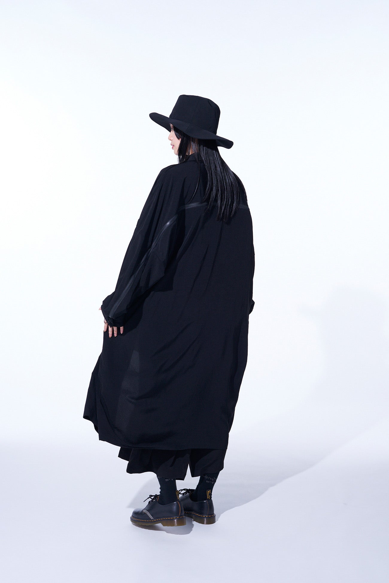 Elegant Crepe de Chine Back Yoke Zip Coat for Women – Perfect for Office Wear, Evening Outfits & Fall Layering