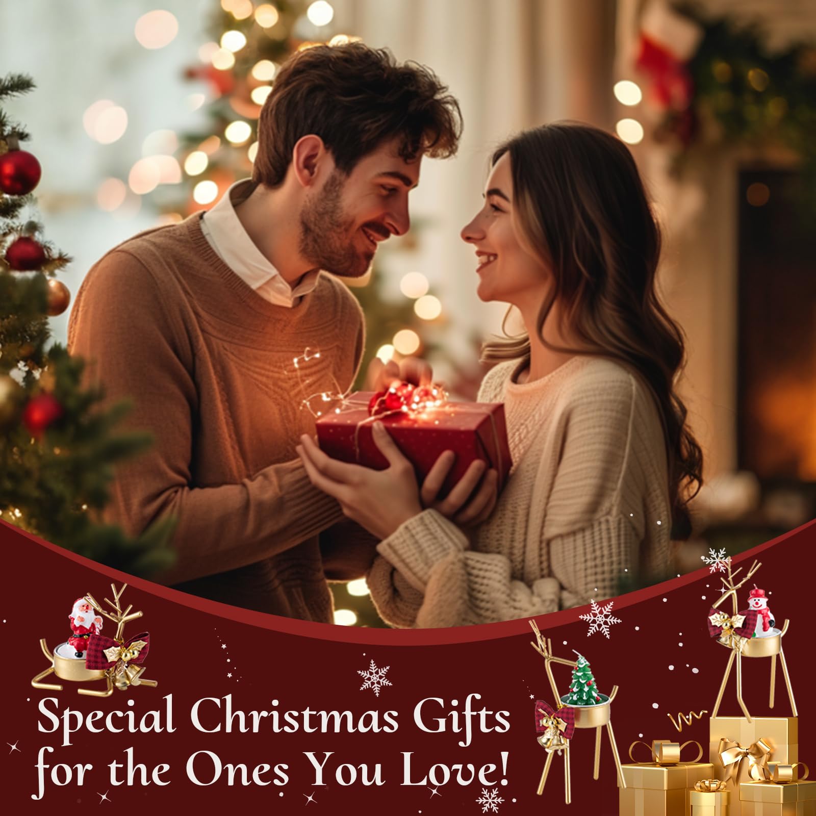 6Pcs Gold Reindeer Christmas Tealight Candle Holders - Elegant Holiday Decor for Windows, Tables & Mantels | Perfect for Christmas Parties, Home Decor & Festive Centerpieces