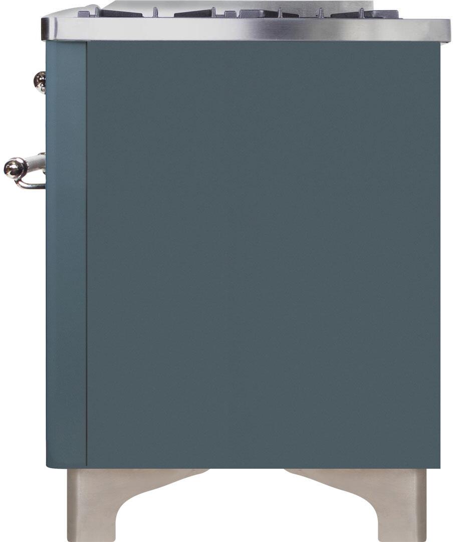 ILVE Majestic II 48-Inch Dual Fuel Range - Freestanding Liquid Propane Gas Stove with Oven - Blue Grey Finish & Chrome Trim (UM12FDNS3BGCLP) - Perfect for Gourmet Kitchens & Professional Home Chefs