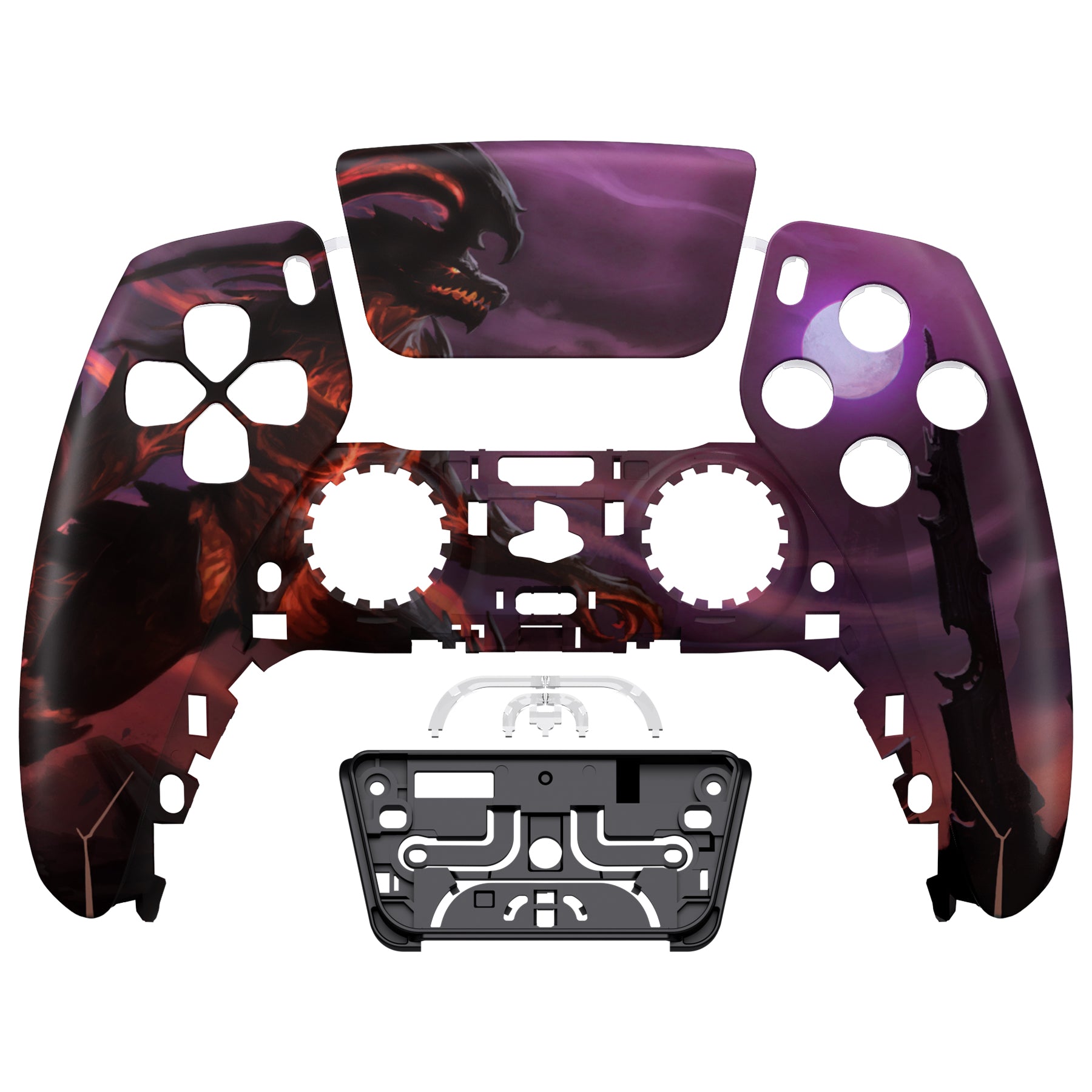 eXtremeRate PS5 Controller Front Housing Shell Replacement - Compatible with BDM 010/020/030/040/050 Models, Dragon King Design - Perfect for Gaming, Customization & Controller Repair