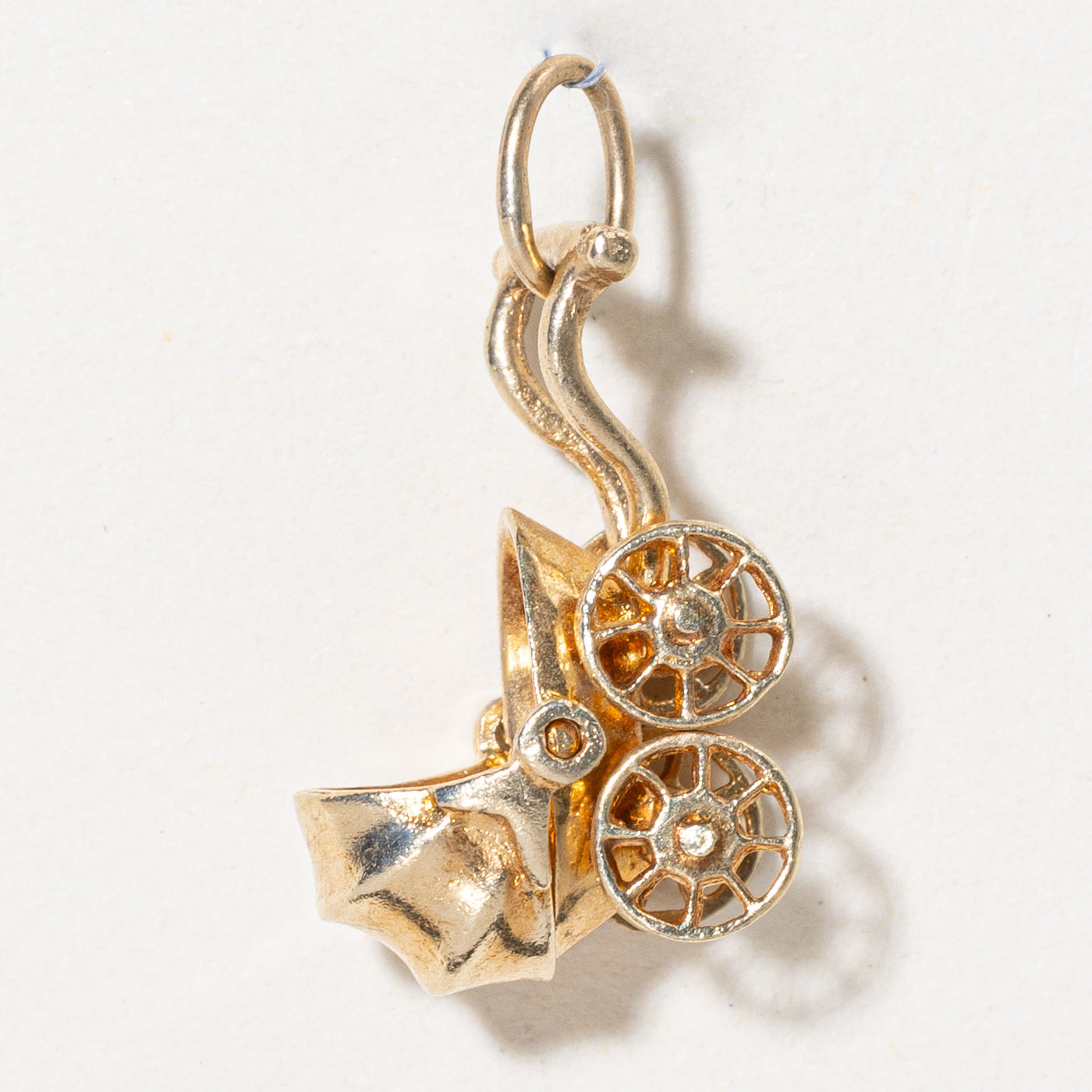 10K Yellow Gold Baby Carriage Charm Pendant - Dainty Baby Shower Gift for Newborns, Christening, Baptism & First Birthday - Perfect for Necklaces, Bracelets & Keepsake Jewelry