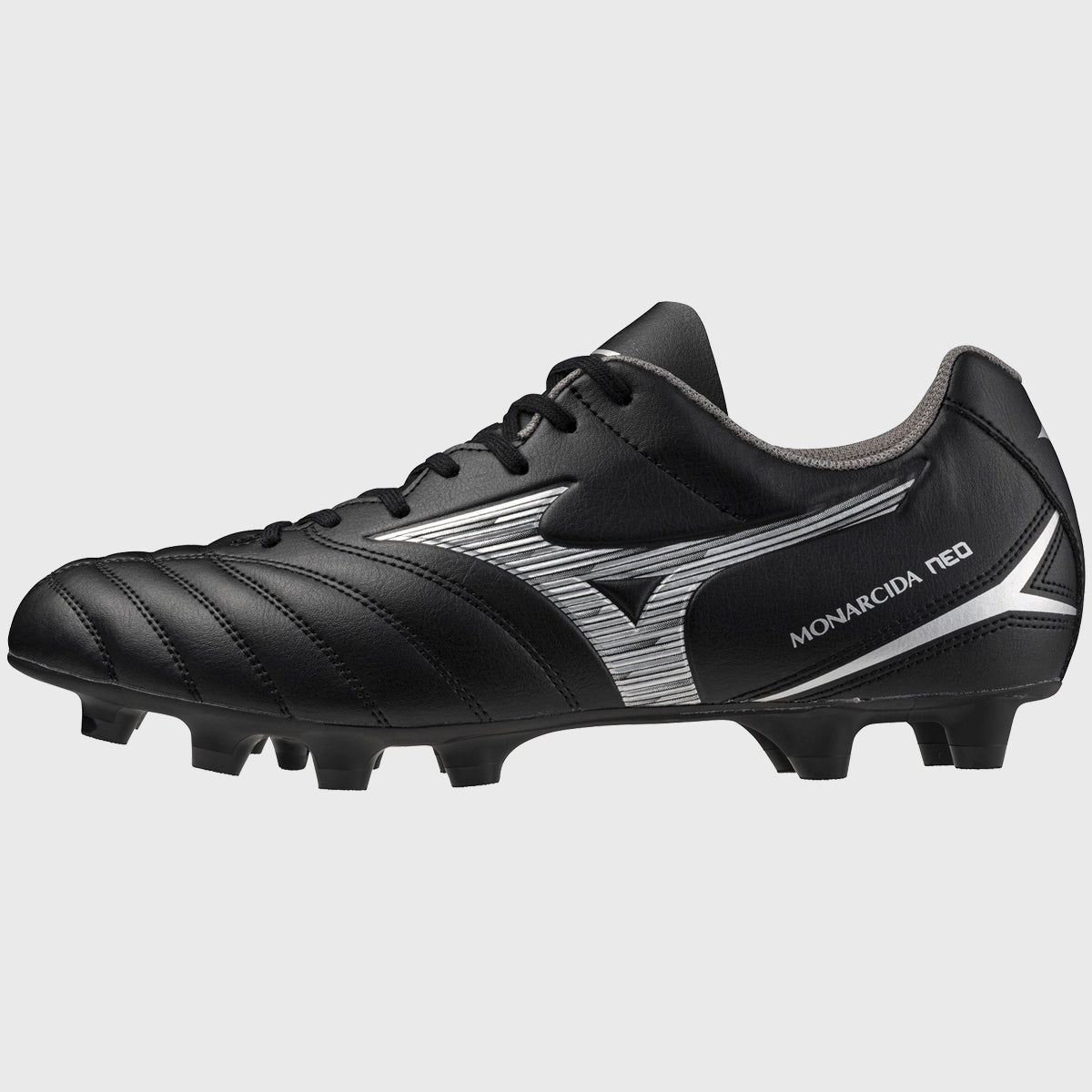 Mizuno Monarcida Neo III Select Junior Rugby Cleats - Black/Silver - Lightweight & Durable Soccer Shoes for Kids - Perfect for Rugby Training & Matches