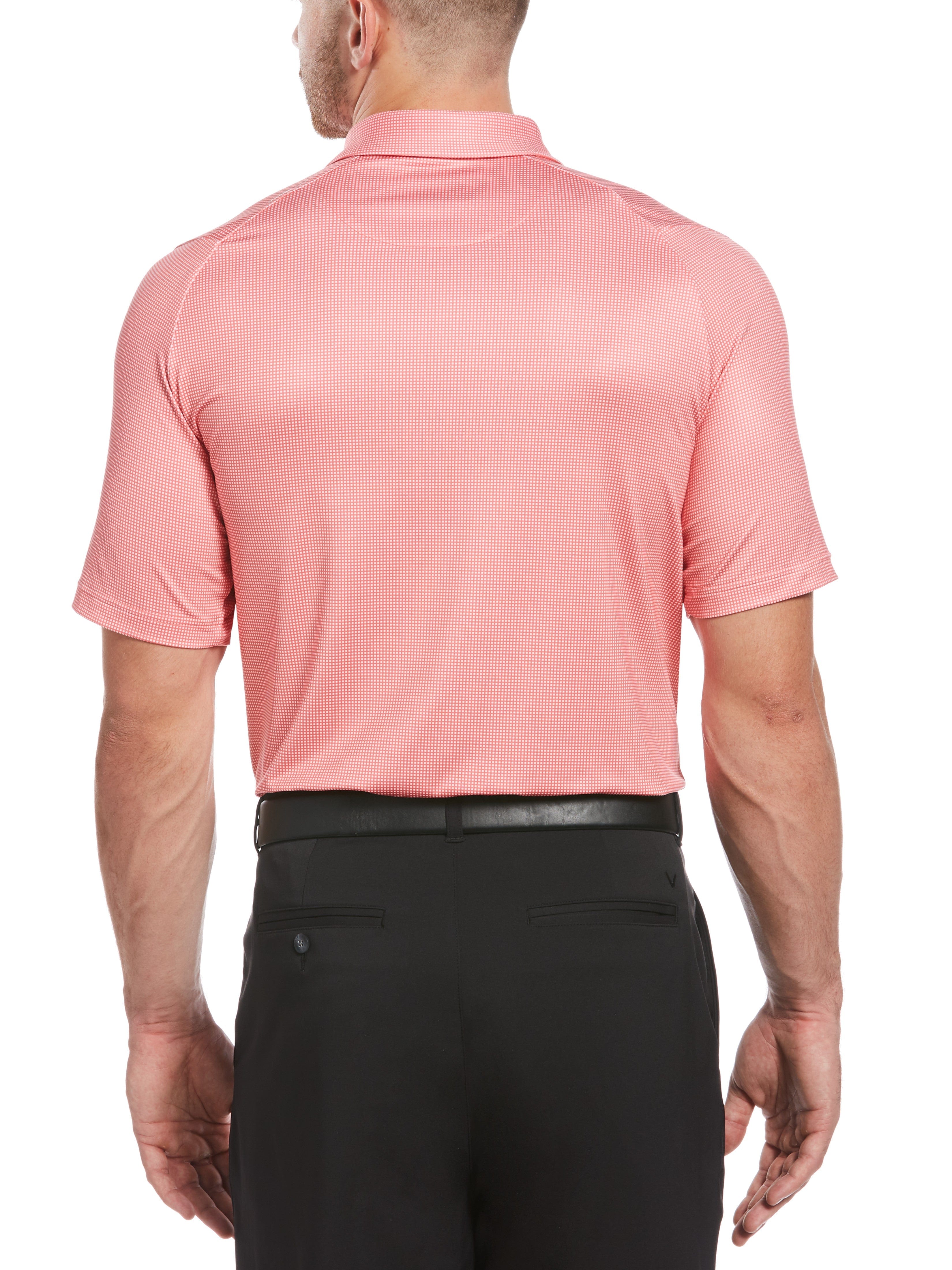 Men's Breathable Swing Tech Gingham Printed Golf Polo Shirt - Moisture Wicking & UV Protection for Golf, Casual Wear & Outdoor Activities