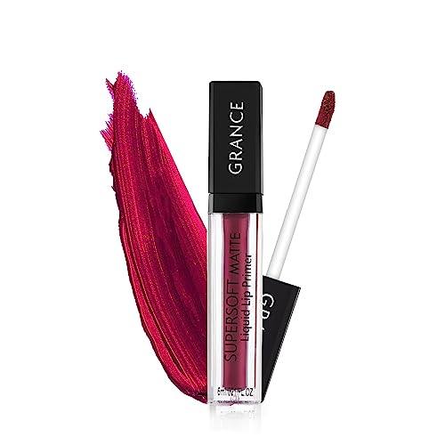GRANCE Supersoft Matte Liquid Lipstick - Long Lasting 16H, Smudge Proof, Creamy Smooth Lip Color with Primer (Shade: Night Queen) | Perfect for Parties, Date Nights & Everyday Wear