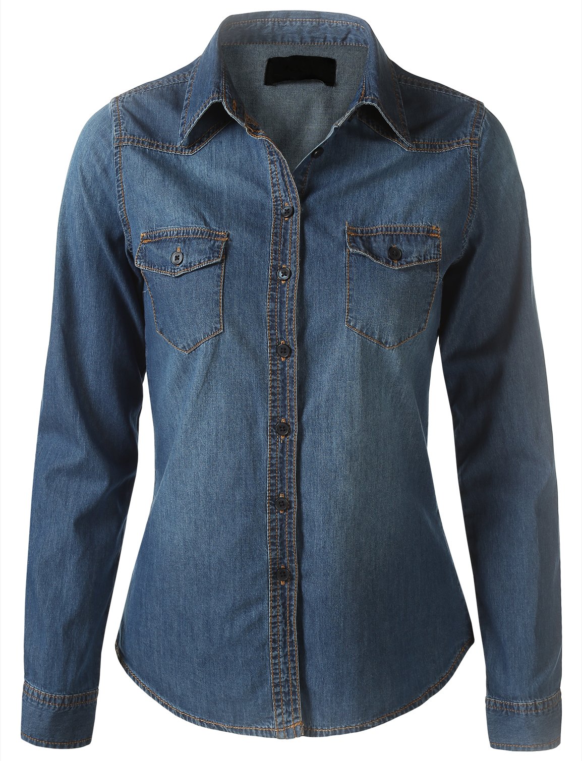 Women's Chambray Denim Shirt - Casual Button Down Dress Shirt for Work, Date Night & Spring Outfits