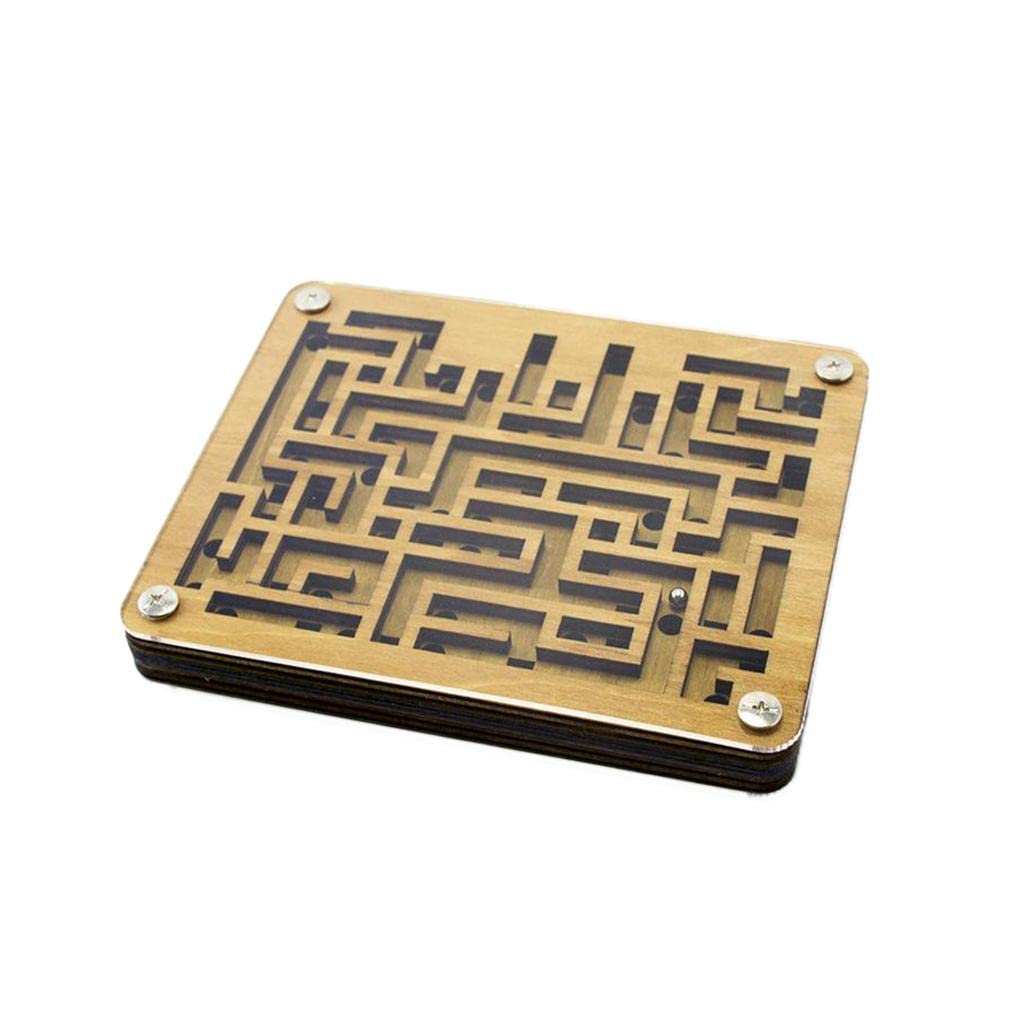 MERISHOPP® Wooden Maze Game - 2 Sides Puzzle for Adults, Teens & Kids - Educational Brain Teaser Toy - Perfect for Family Game Night, Classroom Activities & Stress Relief (1 Piece Wooden Maze Puzzle)