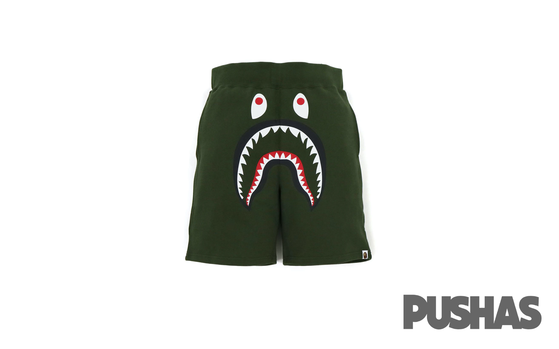 Bape Shark Sweat Shorts 'Olive Drab' (2021) - Men's Casual Streetwear Shorts for Summer, Gym, and Outdoor Activities