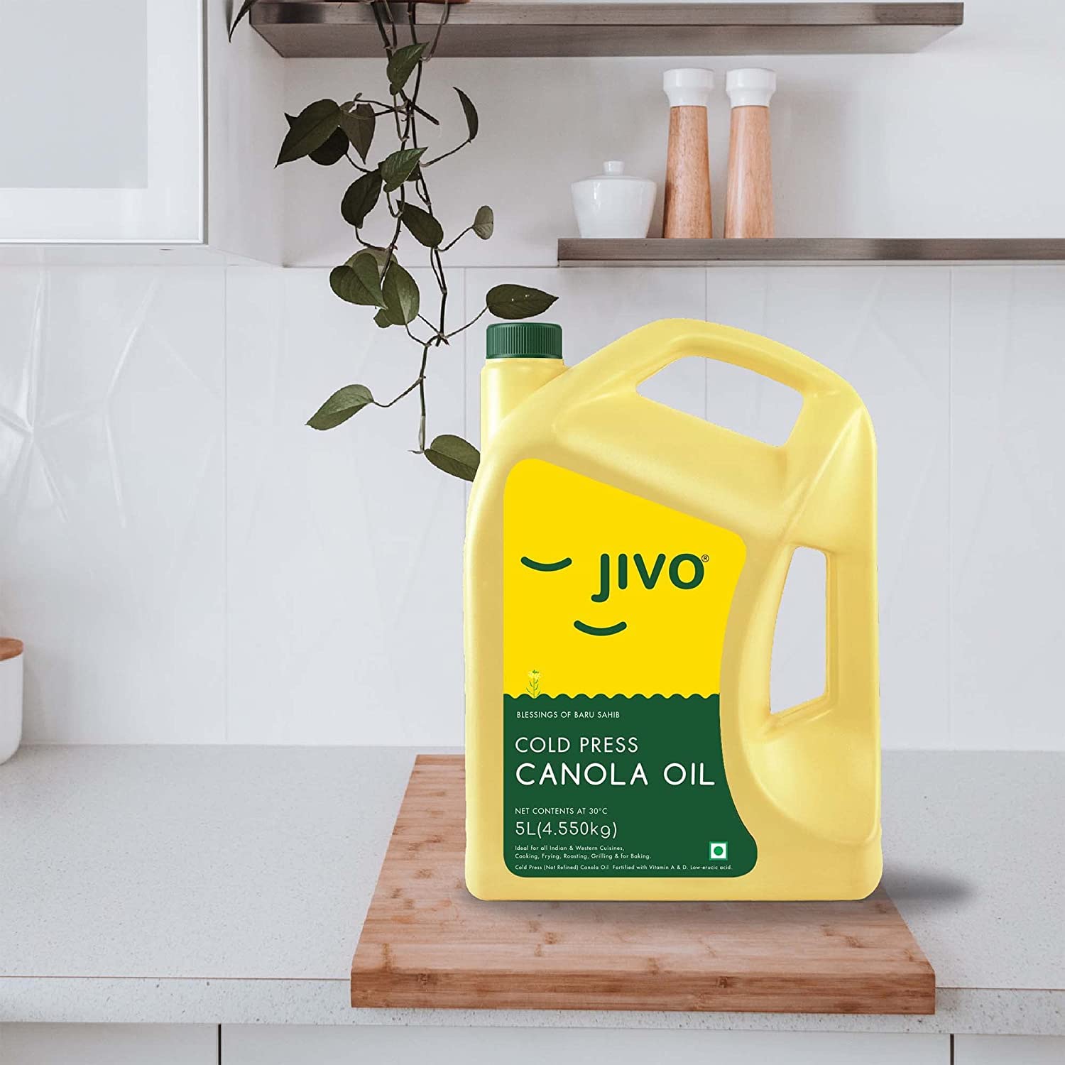 Jivo Cold Pressed Canola Oil 5L + Chemical-Free Kachi Ghani Mustard Oil 1L (6L Pack) | Healthy Cooking Oil for Frying, Baking & Roasting | Perfect for Indian, Asian & International Cuisines | Ideal for Home Cooking & Restaurant Use