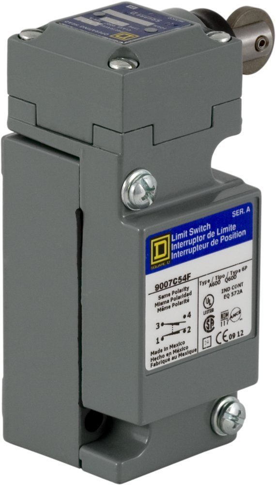 Heavy Duty NEMA Limit Switch 9007C54F - Full Size 1 Pole Side Roller Plunger Head for Industrial Automation & Machinery Safety Control