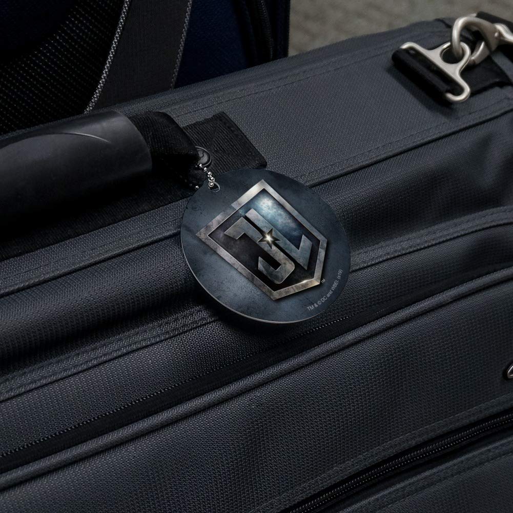 Justice League Movie Logo Round Luggage ID Tag - Durable Suitcase Carry-On Baggage Label for Travel, Business Trips & Vacation Identification