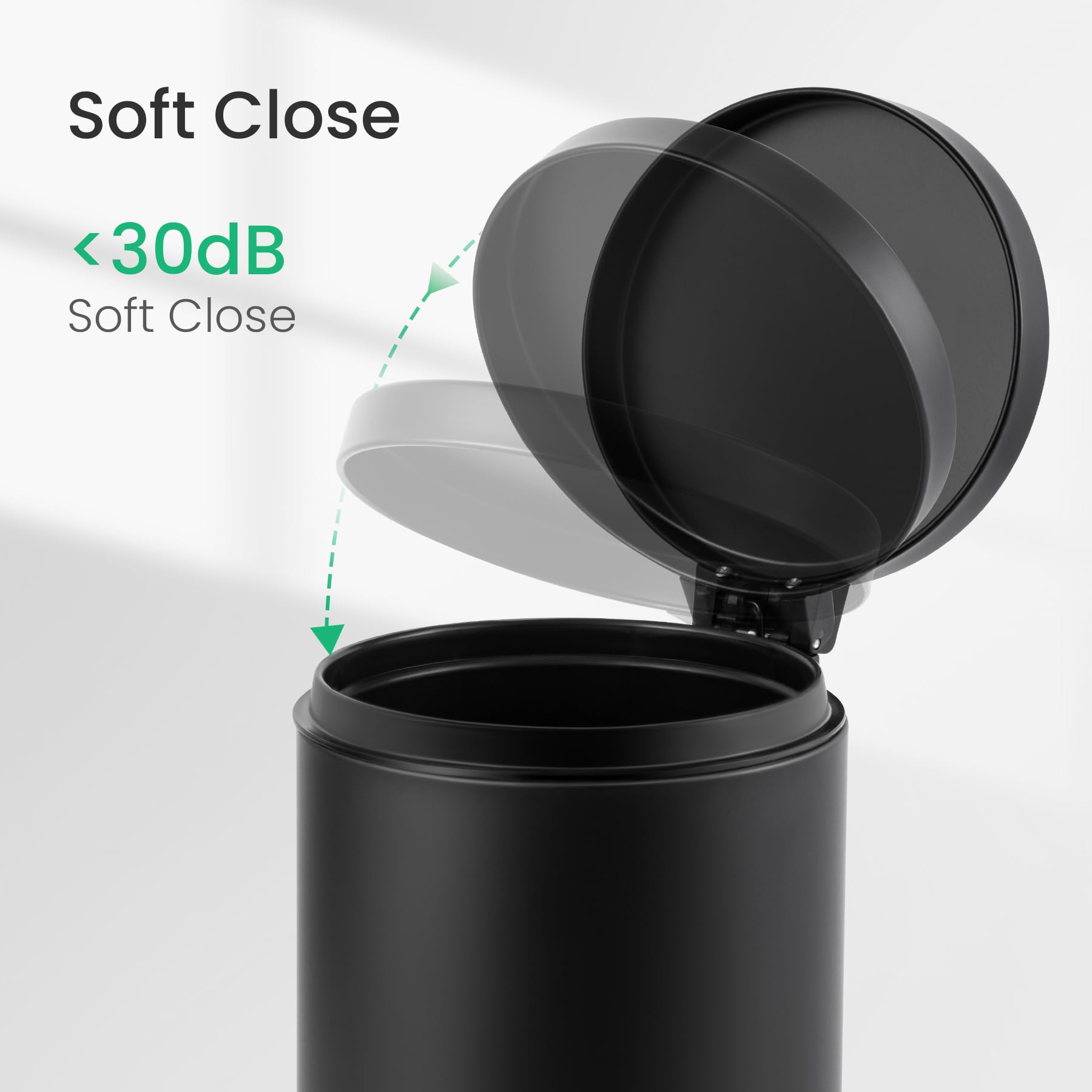 Cesun 1.2 Gallon Small Black Trash Can with Lid & Foot Pedal - 4.5L Mini Round Waste Bin for Bathroom, Bedroom, Office - Matte Black Garbage Can for Home, Kitchen, Dorm & Small Spaces