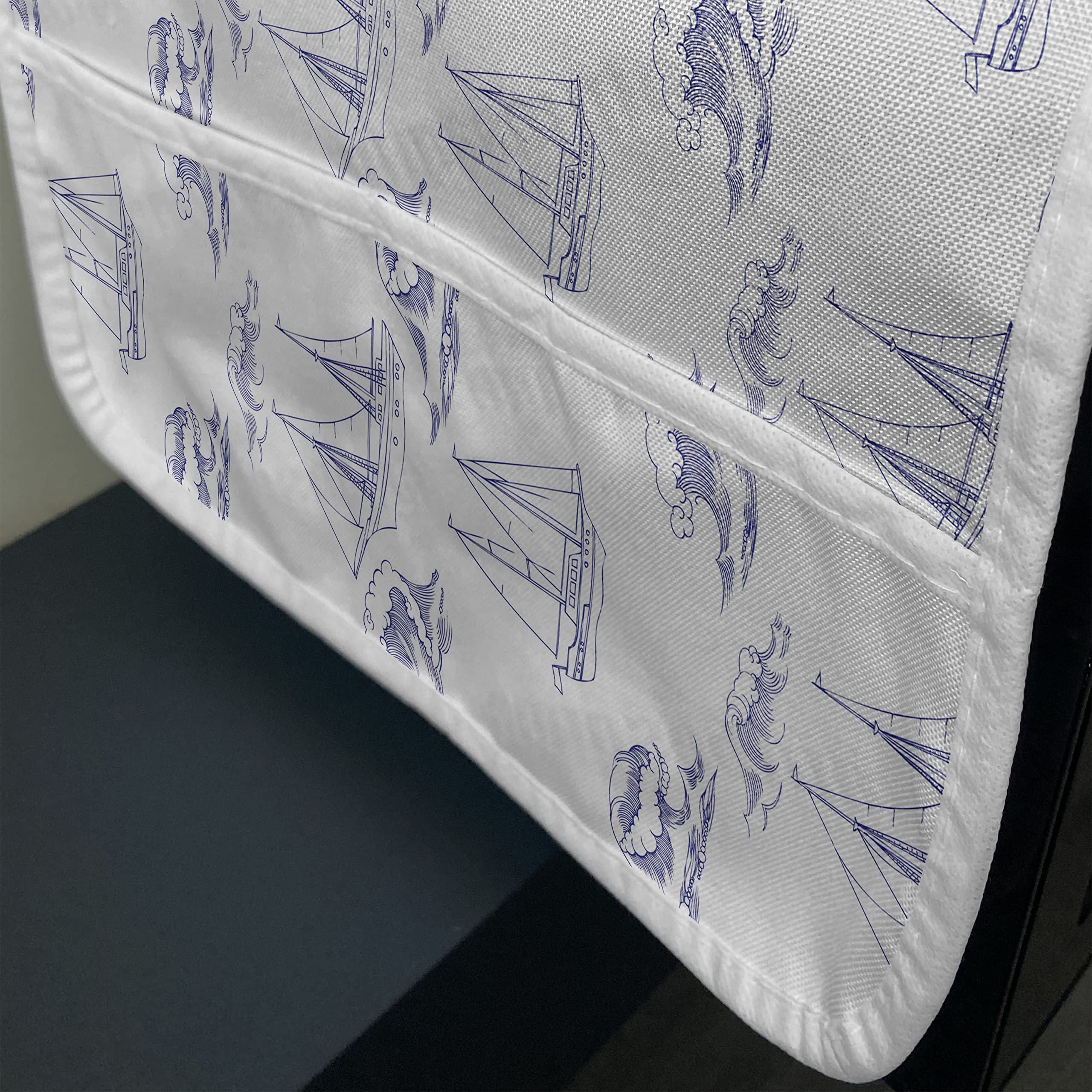 Ambesonne Waterproof Microwave Cover with Ships & Waves Nautical Design - 36