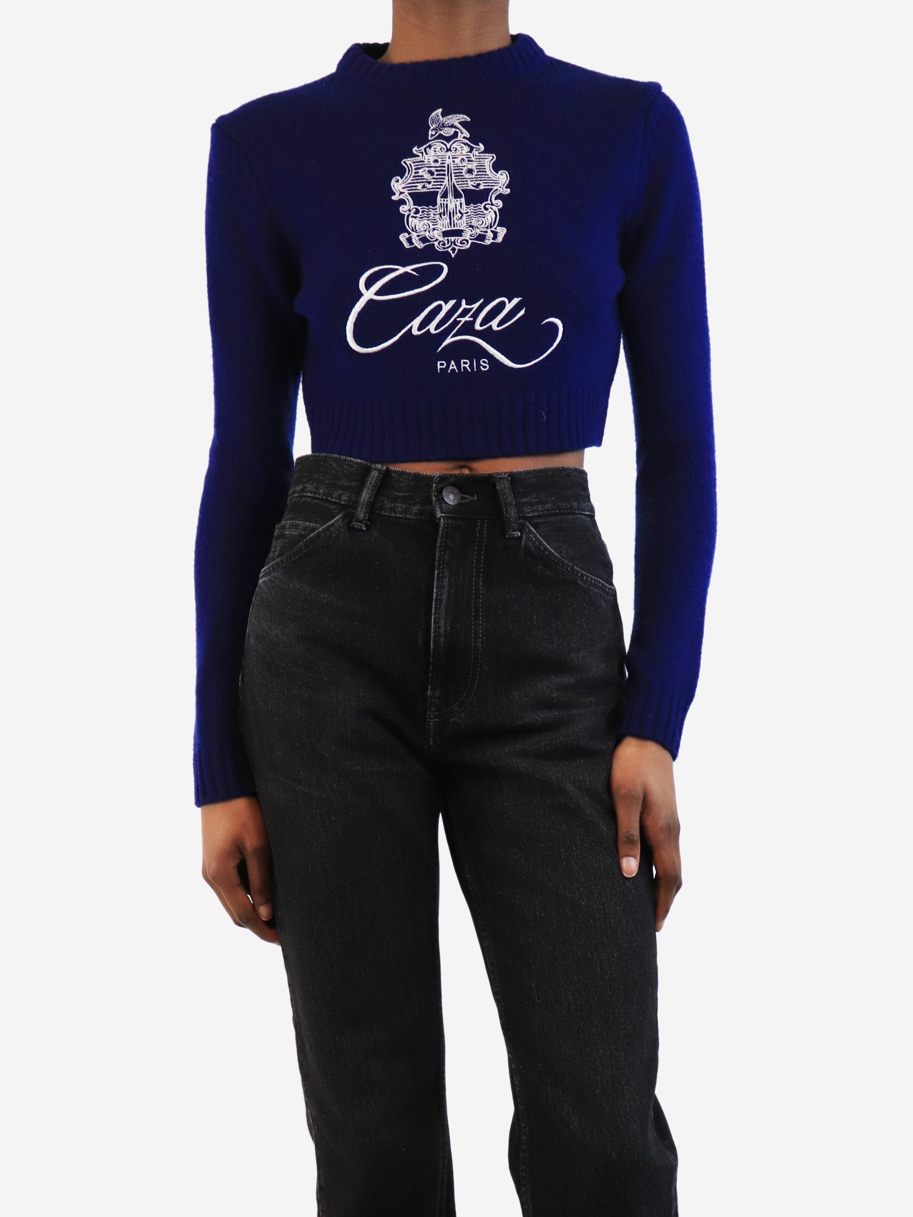 Blue Cropped Jumper Women's XS - Stylish Casual Pullover for Everyday Wear & Layering