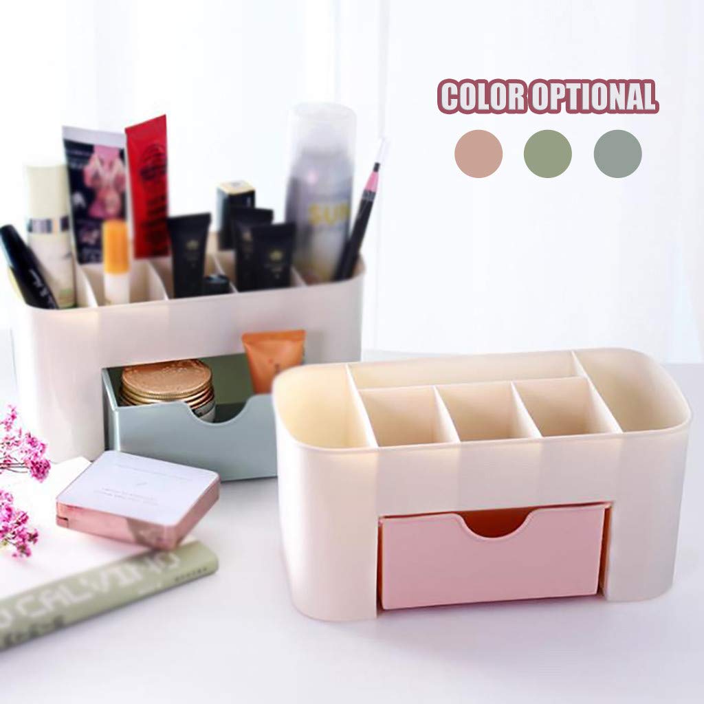 Gallity Plastic Desktop Storage Box with 3 Drawers - Pink Office Organizer for Makeup, Jewelry, Crafts & Office Supplies | Portable Desk Cosmetics Organizer for Bathroom, Bedroom & Workspace