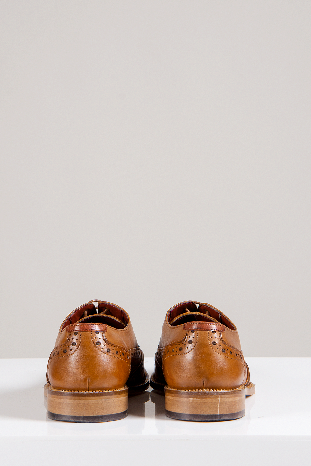 LARKIN Mid Tan Leather Brogue Shoes for Men | Classic Oxford Style Dress Shoes | Perfect for Business, Office & Formal Occasions