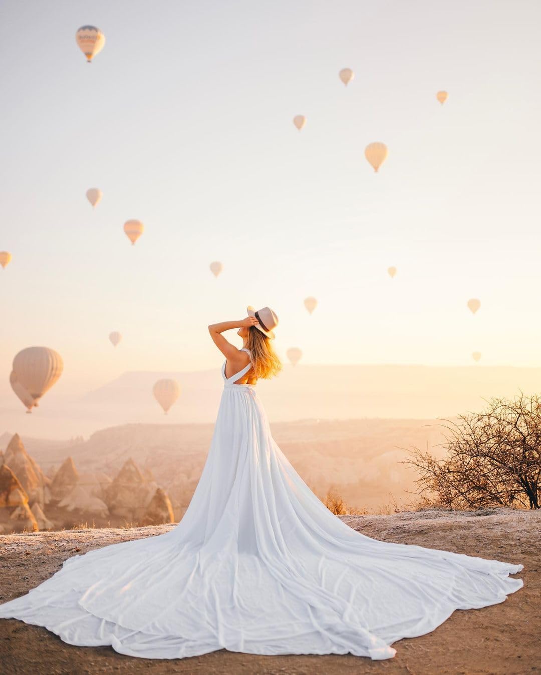 Elegant Long Flying Dress for Photoshoot - Flowy Satin Maxi Dress with Long Train for Women | Perfect for Santorini Vacations, Beach Weddings & Boho Photoshoots (Size L, Silver)