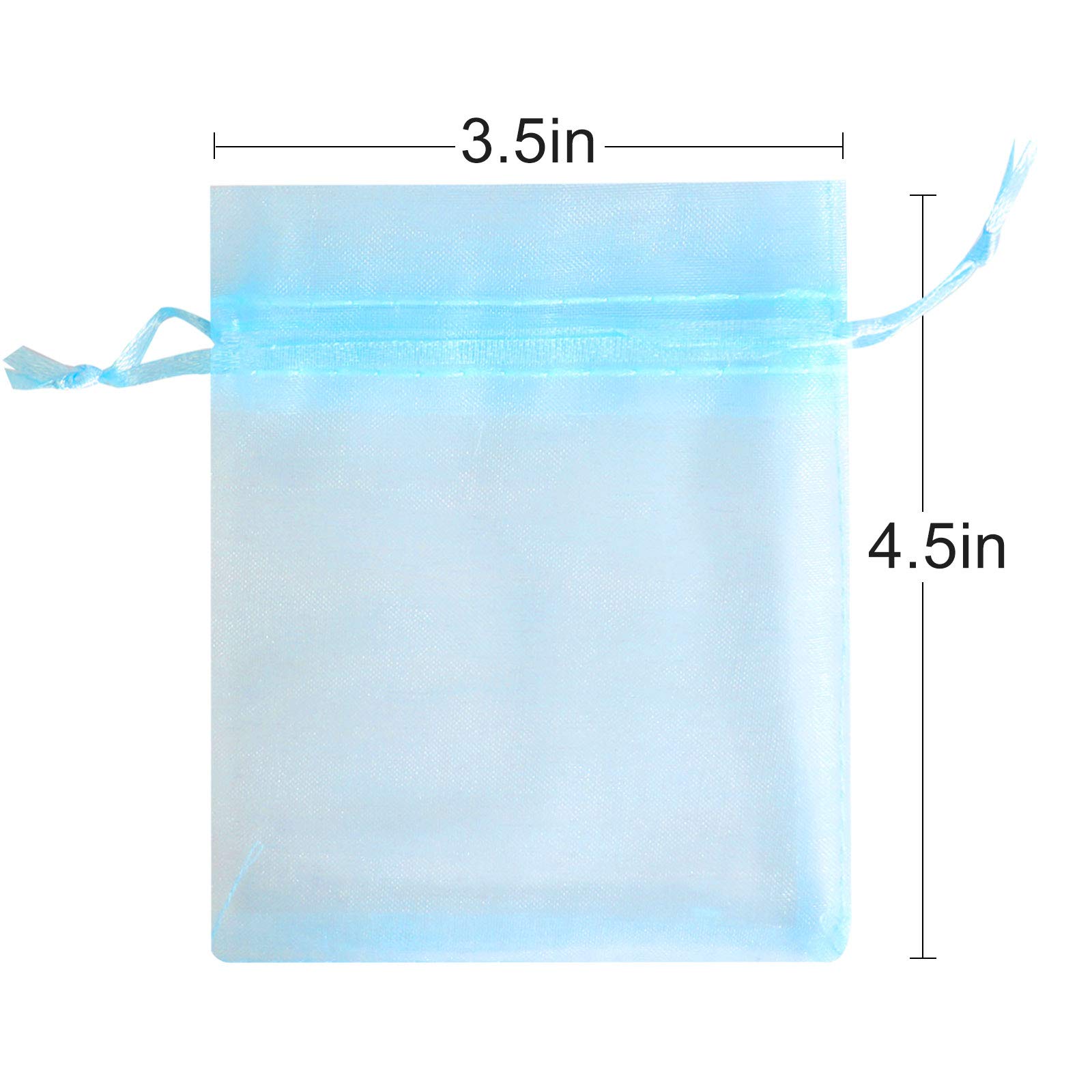 100Pcs Sky Blue Organza Drawstring Bags 3.5x4.5 Inches - Premium Mesh Gift Bags for Christmas, Wedding Favors, Jewelry Packaging & Party Decorations
