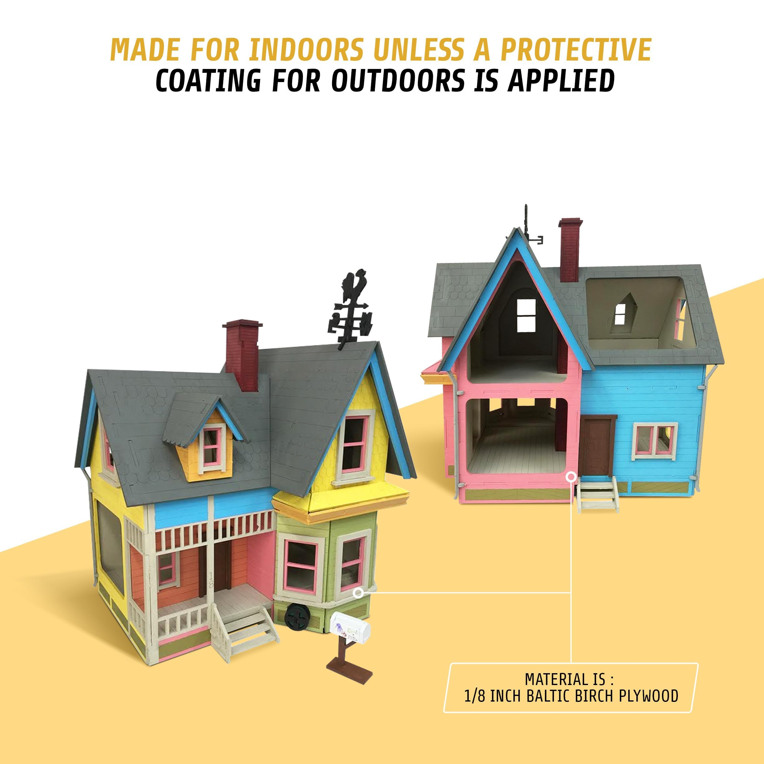 3D Wooden Puzzle Dollhouse Kit - DIY Tiny House Model from Up Movie - Easy-to-Assemble 1/8