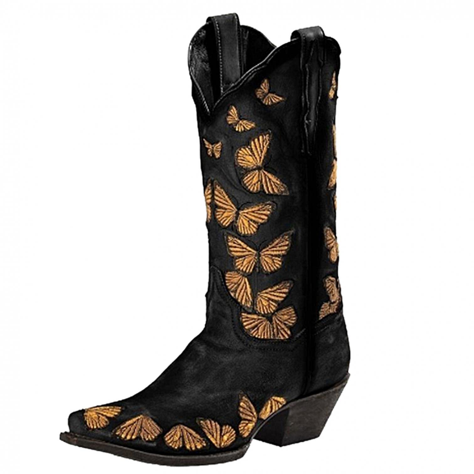 Eduavar Women's Fashion Cowboy Boots - Pointed Toe Low Heel Western Ankle & Knee High Booties for Casual Wear | Perfect for Country Dancing, Rodeo Events & Everyday Western Style