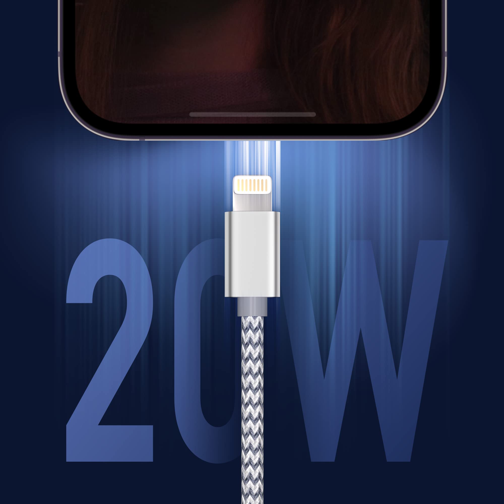 3-Pack 6FT USB C to Lightning Cable MFi Certified - Fast Charging Nylon Braided Cord for iPhone 13/12/11 Pro Max/XS/XR/8/7/6 Plus - Perfect for Home, Office & Travel Charging