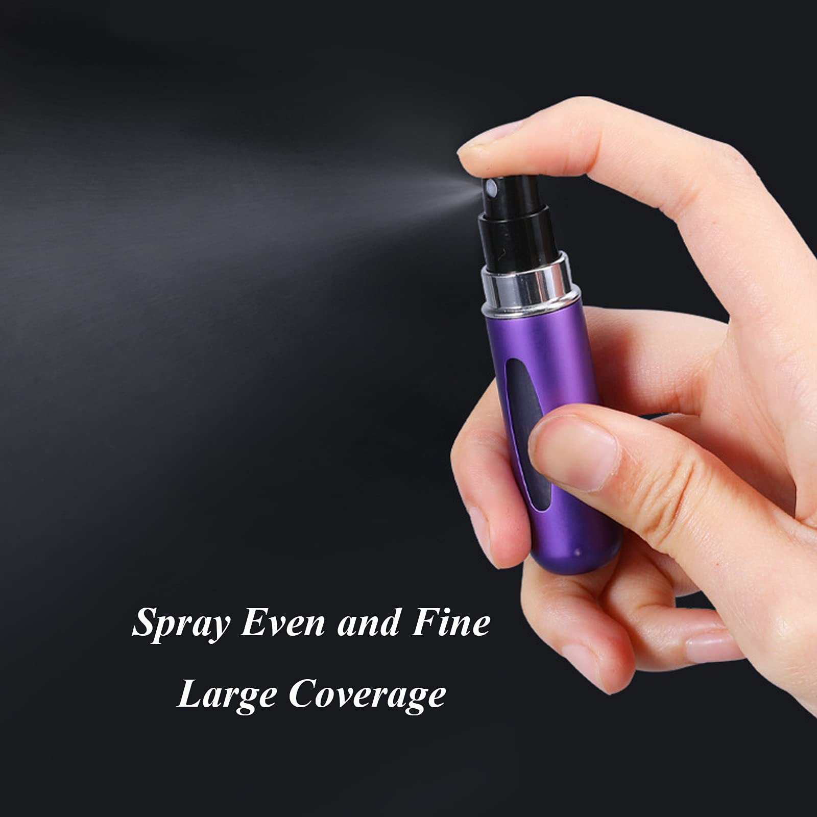 TIGERMILLION 5ml Refillable Perfume Atomizer Bottle - Portable Mini Perfume Spray for Travel, Scent Pump Case, Leak-Proof Essential Oil Dispenser (Pack of 4) - Perfect for Purse, Gym Bag & Airplane Carry-On