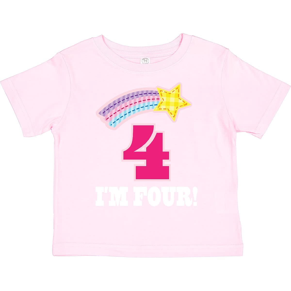 Inktastic 4th Birthday Rainbow Star Toddler T-Shirt for 4 Year Old Girls - Cute Casual Outfit for Birthday Parties, Playdates & Everyday Wear