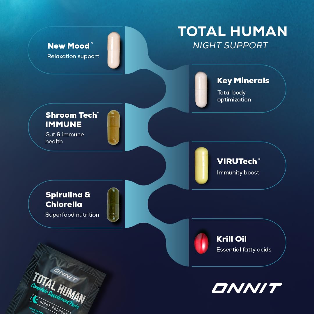 ONNIT Total Human Day & Night Vitamin Packs - Complete Multivitamin Supplement for Men & Women (30-Day Supply) - Supports Energy, Focus & Recovery for Active Lifestyles