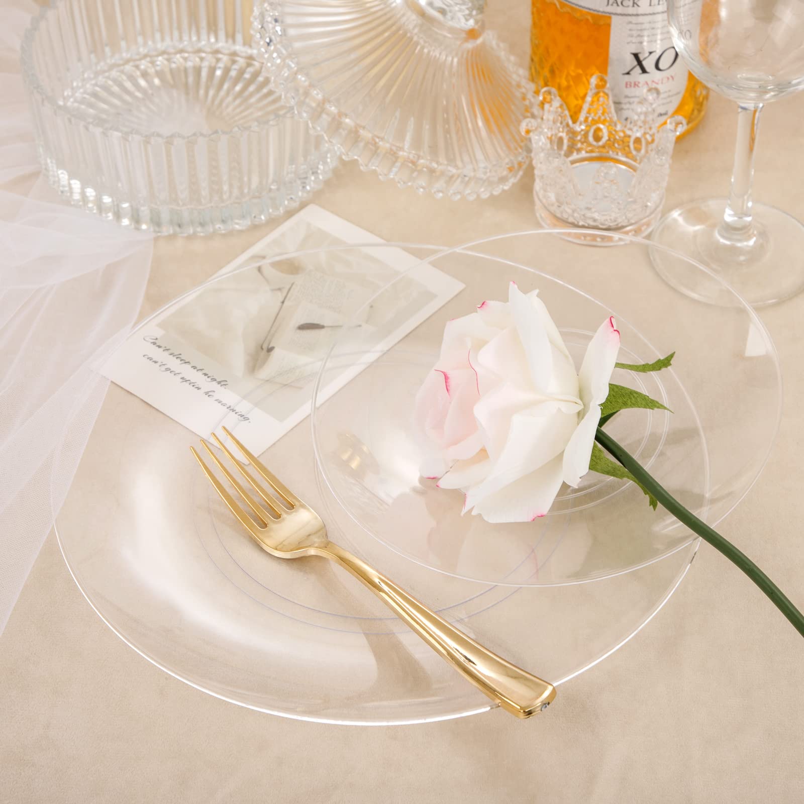 Hioasis 100-Pack 10.25 Inch Clear Plastic Plates - Elegant Disposable Dinner Plates for Weddings, Parties, Catering & Events - Shatterproof & Stylish Tableware for Any Occasion