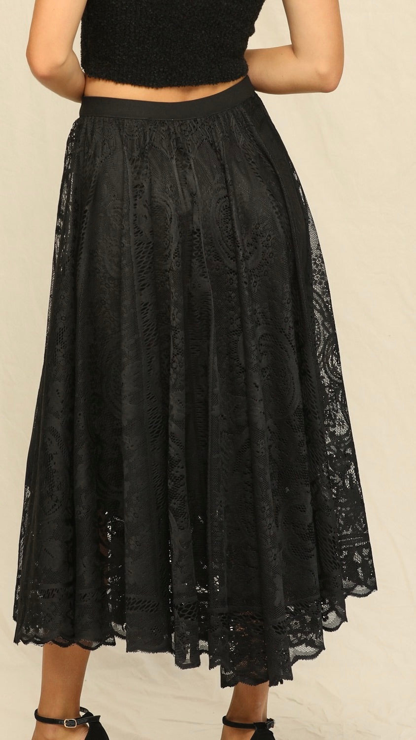 Texas Love & Lace Skirt - Elegant Black Floral Lace Skirt for Women | Perfect for Date Night, Weddings & Special Occasions