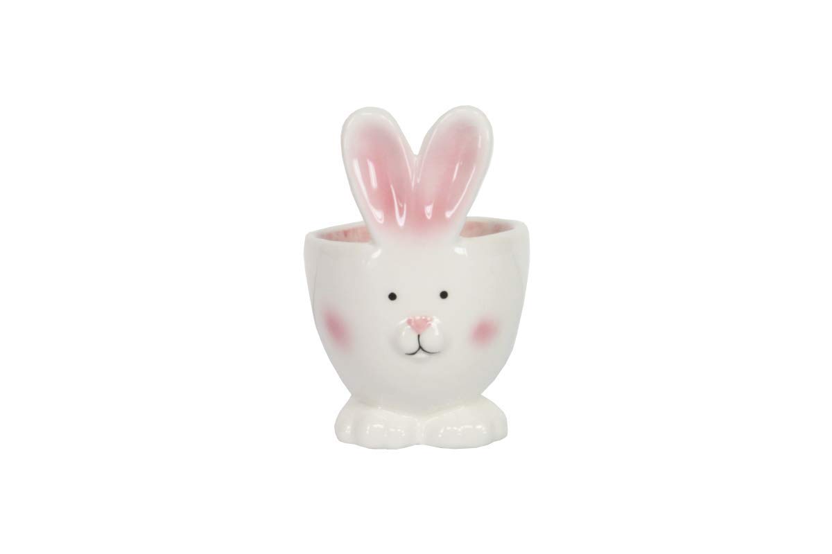 White Ceramic Bunny Head Egg Cup - Easter Breakfast Holder, Cute Kitchen Decor for Kids & Adults - Perfect for Easter Brunch, Party Tableware, and Home Decor