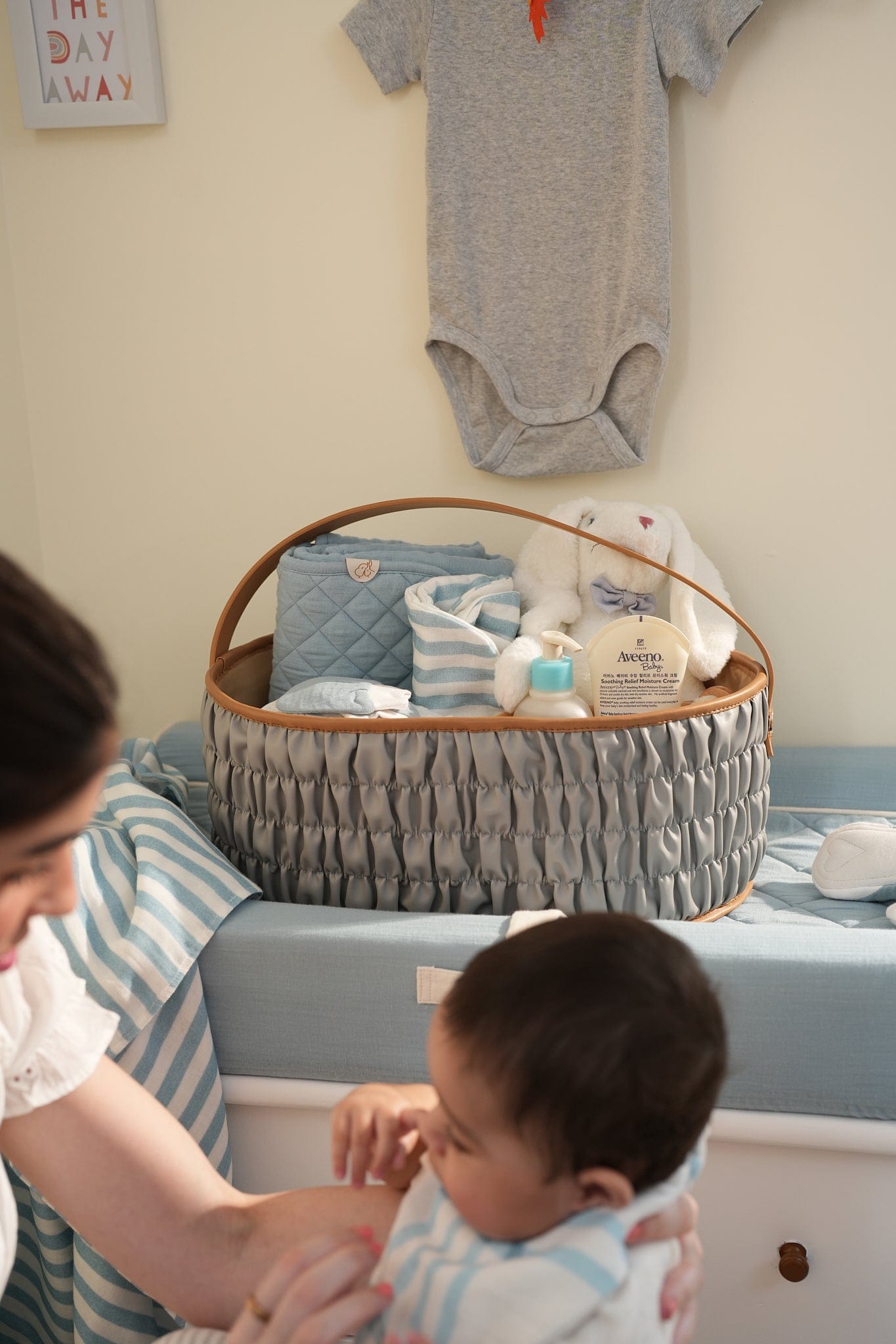 Premium Grey Dune Diaper Caddy Organizer - Portable Baby Essentials Storage for Nursery, Changing Table & On-the-Go Parents
