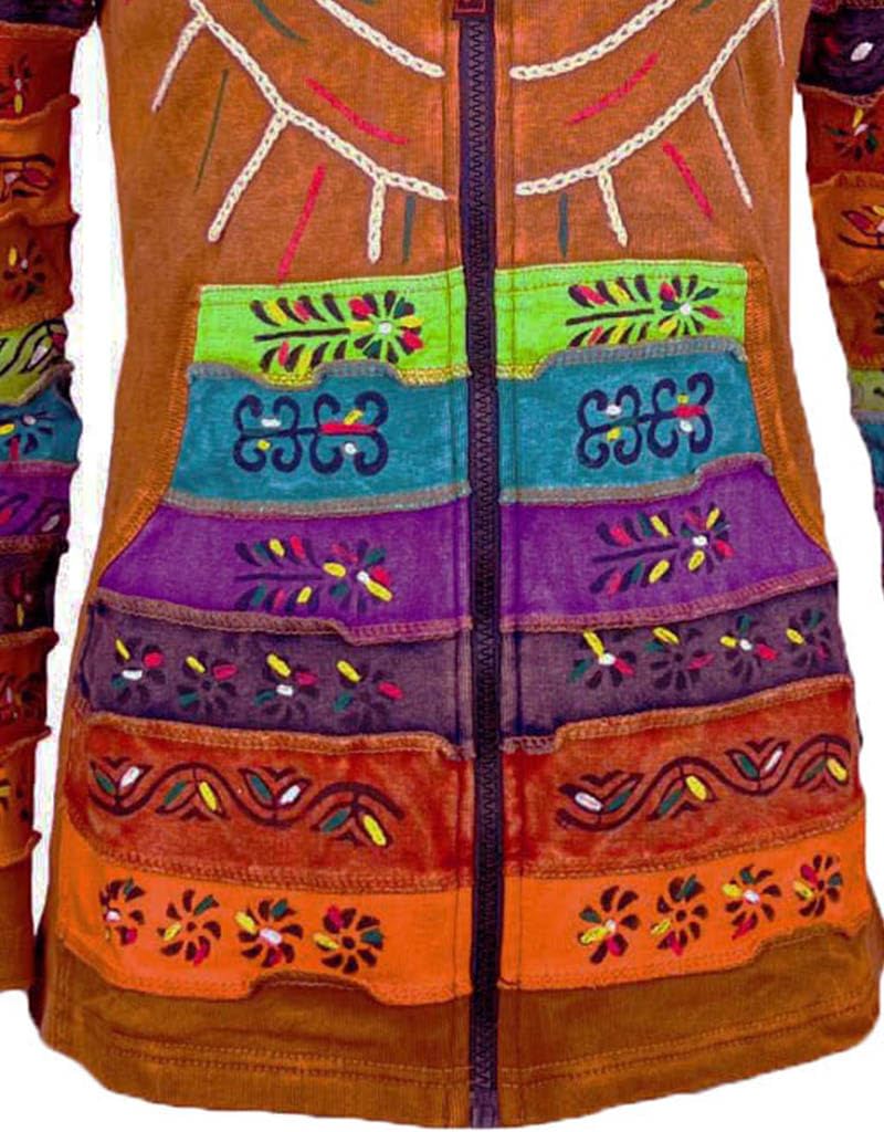Agan Traders 2025 Spring Women's Zip Up Hoodie Jacket - Lightweight Gypsy Brush Painted Sweatshirt with Detachable Hood | Casual Wear, Street Style & Festival Outfits